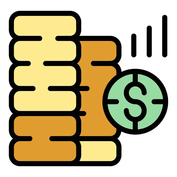 Coin Stack Icon Outline Vector Revenue Money Stock Capital Color — Stock Vector