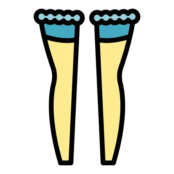 Κάλτσες Καλσόν Εικονίδιο Διάνυσμα Περίγραμμα Πόδι Συμπίεσης Γυναίκα Χρώμα Αίματος — Διανυσματικό Αρχείο