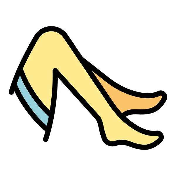 フィットネスストッキングアイコンアウトラインベクター ストッキング脚 女性の血液色フラット — ストックベクタ