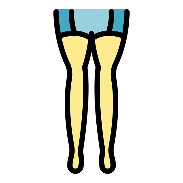 Κάτω Κάλτσες Εικονίδιο Περίγραμμα Διάνυσμα Πόδι Συμπίεσης Γυναίκα Κιρσούς Χρώμα — Διανυσματικό Αρχείο