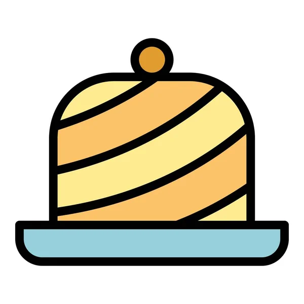 Jelly Cake Symbol Umrissvektor Australisches Essen Geschirr Frühstück Farbe Flach — Stockvektor