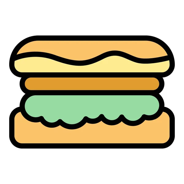 Australijski Ikona Burgera Zarys Wektor Kuchnia Danie Bbq Kolor Płaski — Wektor stockowy