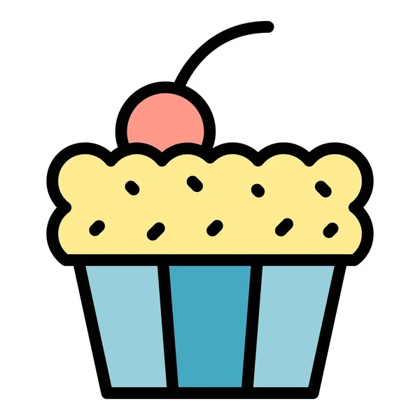 Australische Cupcake Symbole Umreißen Vektor Kulinarisches Torte Fisch Farbe Flach — Stockvektor