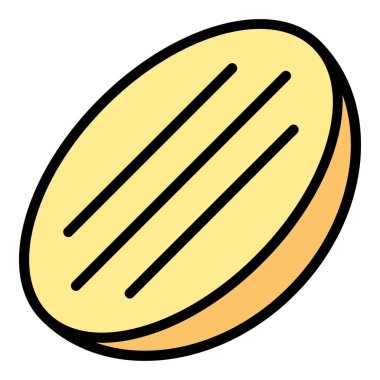 Gıda çöreği ikonu ana hatları vektörü. Arap mutfağı. Yemek yemeği rengi düz