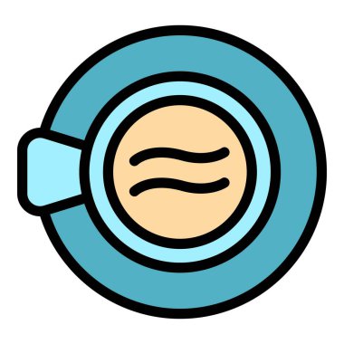 Üst görünüm kahve bardağı ikonu ana hatları vektörü. Türk tenceresi. Cezaevi kafe rengi düz