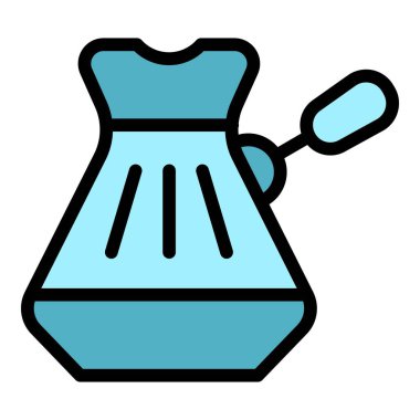 Kahve demliği ikonu ana hatları vektörü dökülüyor. Cezaevi kupası. Makine espresso rengi düz