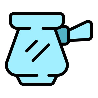 Arap kahvesi ikonu ana hatlı vektör. Kahve fincanı. Arap içeceği rengi düz