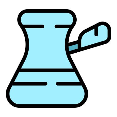 Mutfak kahve demliği ikonu ana hatları vektörü. Türk kahvesi. Espresso Düz renk içer