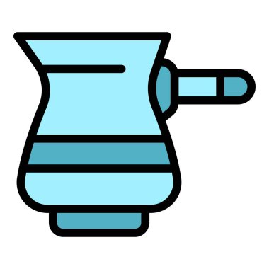 Kahve demliği ikonu ana hatları vektörü. Cezaevi kupası. Türk fincan rengi düz