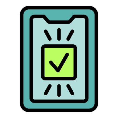 Onaylanmış telefon giriş simgesi ana hatları vektörü. Bilgisayar formu. Web rengini düz kaydet