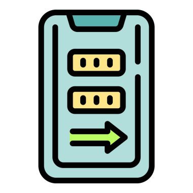 Dijital kullanıcı simgesi ana hatları vektörü. Hesap formu. Çevrimiçi kayıt rengi düz