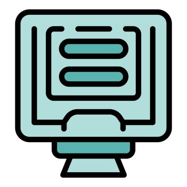 Çevrimiçi kayıt ikonu ana hatları vektörü. Bilgisayar hesabı. Form kayıt rengi düz