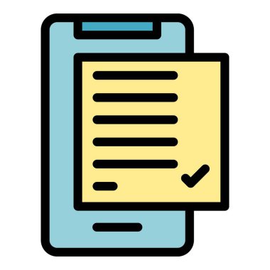 Seçmen el simgesi ana hat vektörü. Çevrimiçi oy. Seçim taşınabilir rengi düz