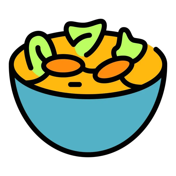Icône Nourriture Salade Contour Vecteur Cuisine Autrichienne Pomme Terre Couleur — Image vectorielle