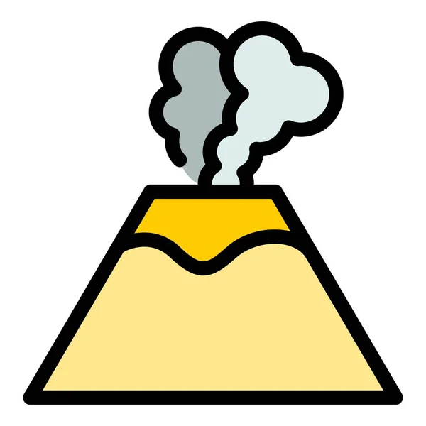 Stone Volcano Icon Outline Vector Volcanic Eruption Lava Fire Color — Stock Vector