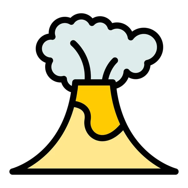Τροπικό Ηφαίστειο Έκρηξη Διάνυσμα Περίγραμμα Λαβά Μάγμα Ορεινό Ηφαίστειο Χρώμα — Διανυσματικό Αρχείο