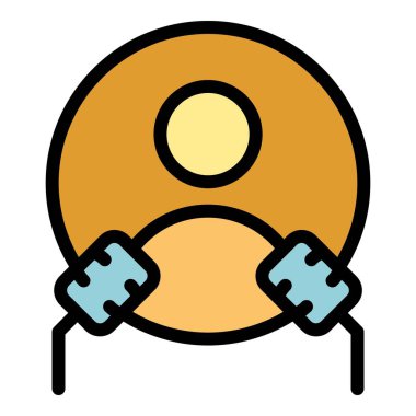 Çevrimiçi oylama simgesi ana hatları vektörü. Oylama yapalım. Mobil seçim rengi düz