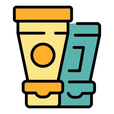 Krem tübü ikon ana hatları vektörü. Kadın berber. Salon saç rengi düz