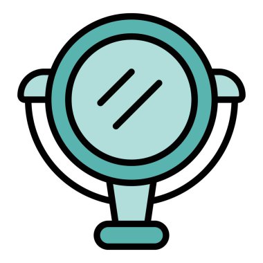 Berber ayna ikonu ana hat vektörü. Güzellik bakımı. İnsanların ekipman rengi düz