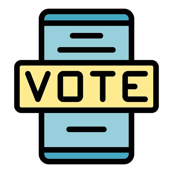 Vote Smartphone Icon Outline Vector Digital Poll Online Ballot Color — Stock Vector