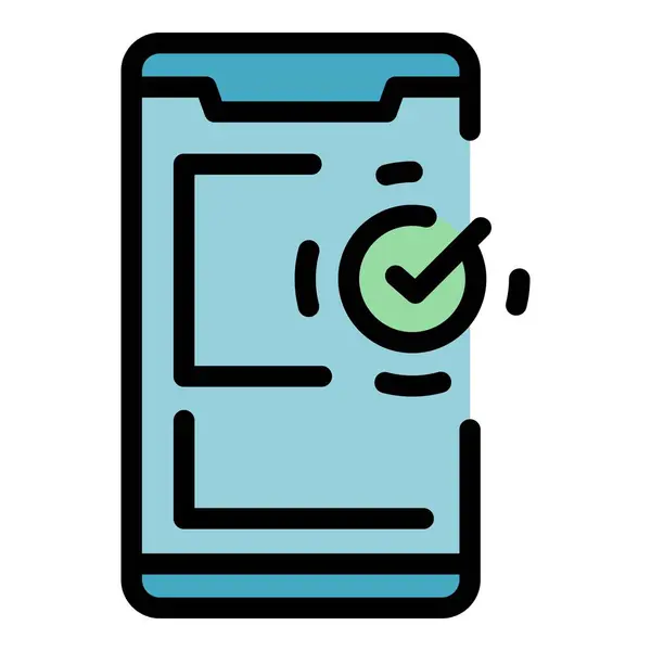 Smartphone Röstsedel Ikon Skissera Vektor Rösta Online Mobil Opinionsundersökning Färg — Stock vektor
