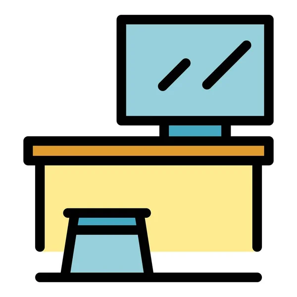 工作桌面图标轮廓矢量 电脑录像 家庭虚拟色彩平面 — 图库矢量图片