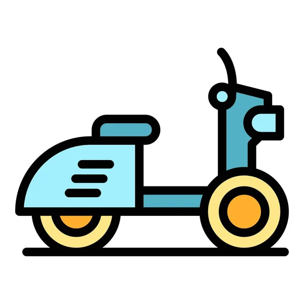 雅加达摩托车图标轮廓矢量 城市建筑 天际线旅行色彩平坦 — 图库矢量图片