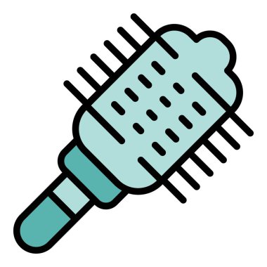 Yumuşak saç fırçası ikonu ana hatları vektörü. Berber salonu. Moda koltuğu rengi düz