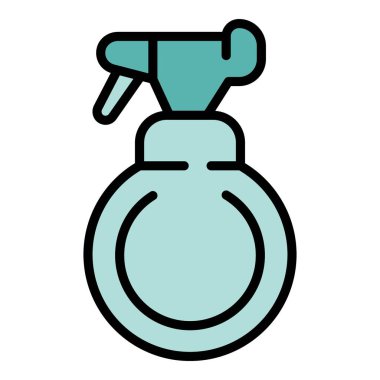 Salon su spreyi ikon ana hatları vektörü. Saç güzelliği. Tarama bakım rengi düz