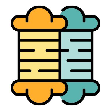 Saç süngeri ikonu ana hatları vektörü. Salondaki kadın. Moda koltuğu rengi düz