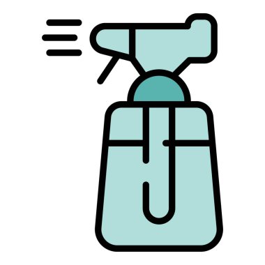 Saç spreyi ikonu ana hatları vektörü. Salon şampuanı. Berber güzellik rengi düz