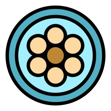 Fiber bölüm simgesi ana hat vektörü. Optik kablo. İnternet ağı rengi düz