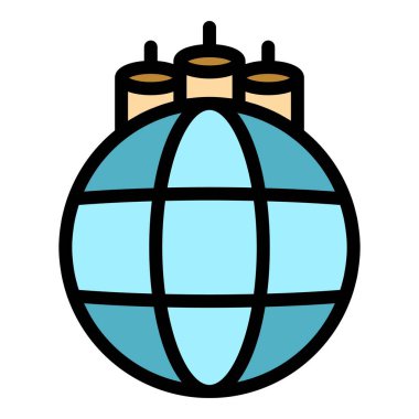 Küresel optik fiber ikon ana hatları vektörü. İnternet kablosu. Ağ fiber rengi düz