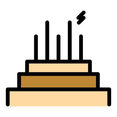 Fiber enerji ikonu ana hat vektörü. Optik kablo. Ağ fiber rengi düz