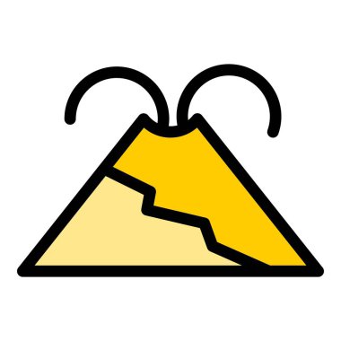 Kül lav ikonu ana hat vektörü. Volkanik patlama. Ateş manzarası rengi düz