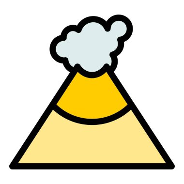 Magma lav ikonu ana hat vektörü. Volkanik patlama. Volkan sandığı rengi düz