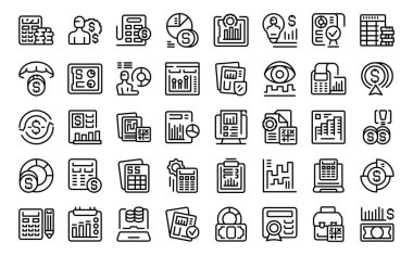 Hesap yöneticisi simgeleri ana hat vektörünü ayarlar. Finansal para. Denetim hesabı