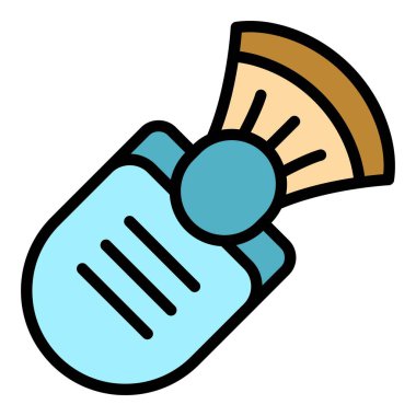 Profesyonel fırça ikonu ana hatları vektörü. Makyaj malzemesi. Göz aracı rengi düz