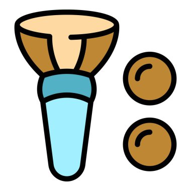 Fırça kiti simgesi ana hatları vektörü. Göz aracı. Kozmetik araç rengi düz