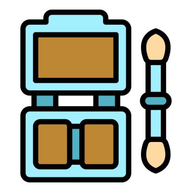 Kaş fırçası ikon ana hatları vektörü. Makyaj malzemesi. Bulanık gölge rengi düz