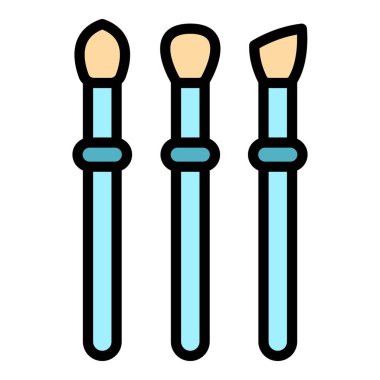 Fırça simgesi dış hat vektörünü uydur. Kozmetik alet. Bulanık gölge rengi düz