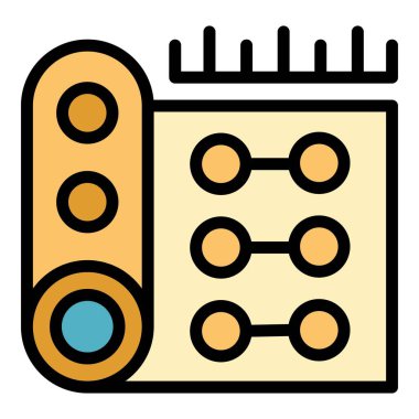 Halı ikonu ana hatları vektörü değiştiriliyor. Poster tamiri. Ev tasarımı rengi düz