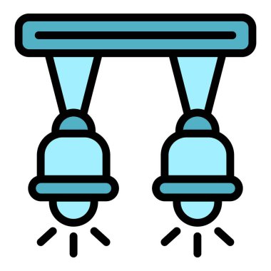 Ev ışığı ikon ana hatları vektörü yeniden şekillendiriliyor. Mutfağı tamir et. Duvar evi rengi düz