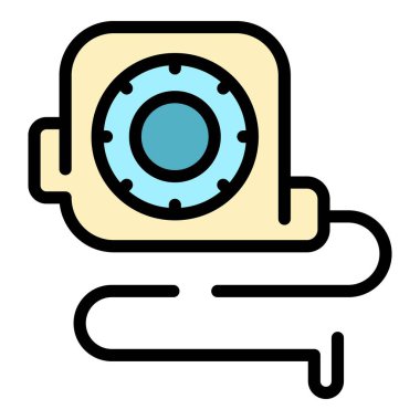 Ölçüm şeridi simgesi ana hatları vektörü. Ev tasarımı. İç servis renk düzlüğü