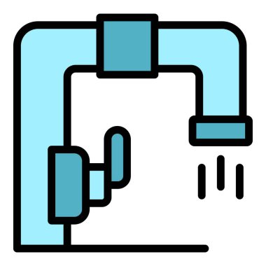 Musluk ikonu ana hatları vektörü yeniden şekillendiriliyor. Duvar dekorasyonu. İç servis renk düzlüğü