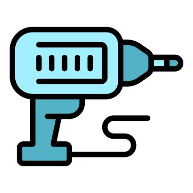 Elektrikli matkap ikonu ana hat vektörü. Evimi yeniden düzenliyorum. Tamir evi rengi düz