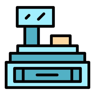 Makine posizyon ana hatları vektörü. Yazar kasa. Ekran rengini düz tut