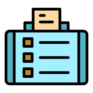 Tablet pos makine simgesi ana hatları vektörü. Yazar kasa. Ekran noktası rengi düz