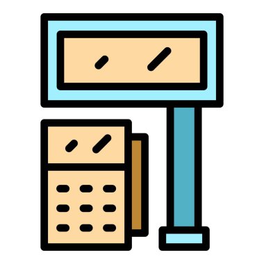 Pozisyon servis simgesi ana hatları vektörüne kadar. Ekran parası. Makine kayıt rengi düz