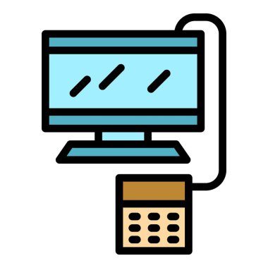 Piyasa posizyon terminal ana hatları vektörü. Yazar kasa. Makine çıkış rengi düz